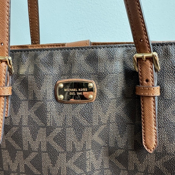 Michael Kors Signature Brown Tote with Gold Accents - Picture 2 of 7